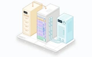 Isometric cutaway of a liquid-cooled AI rack